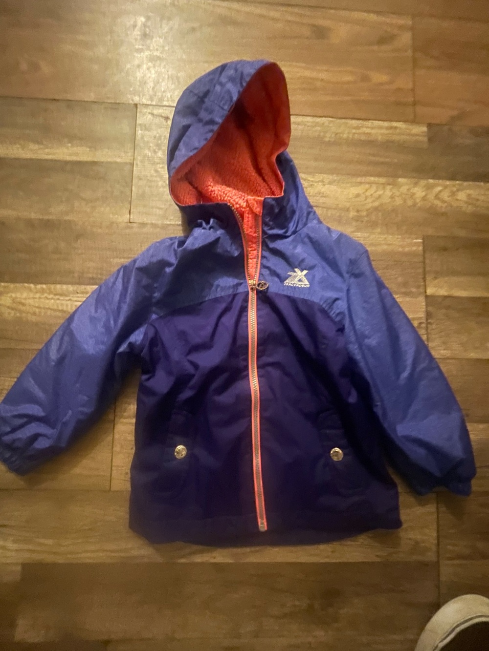 ZeroXposur Kids Hooded Raincoat in Purple with Coral Lining